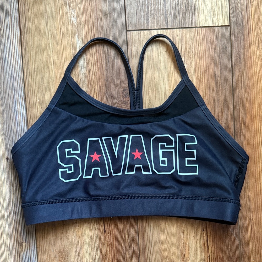 Savage Barbell Women's Black and Red Sports Bra